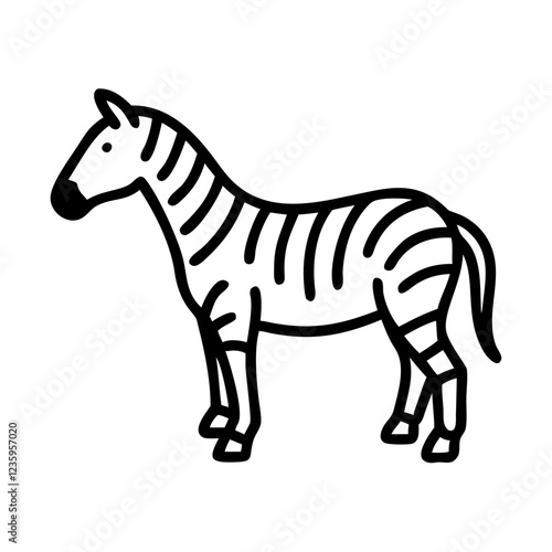 Icon of a zebra standing elegantly on a transparent background
