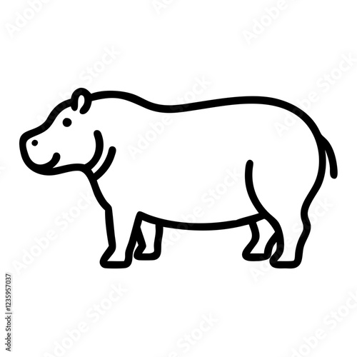 Icon of a hippopotamus standing happily on a transparent background
