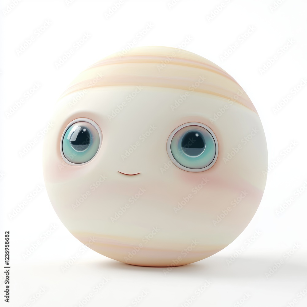 Dwarf planet character with shy eyes and soft pastel colors, isolated on a clean white background Dwarf planet character with shy eyes and soft pastel colors, isolated on a clean white background