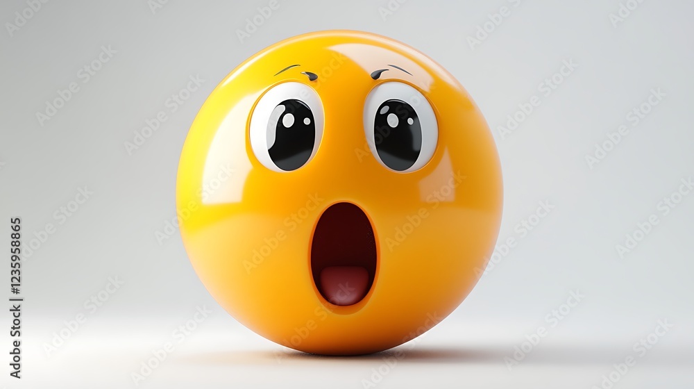 Surprised Emoji on Light Background, Digital Illustration Surprised Emoji on Light Background, Digital Illustration