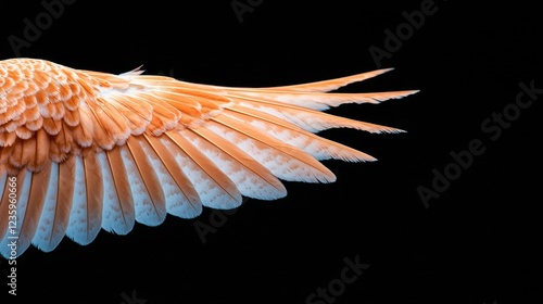 wing wildlife Owl wing with soft, textured feathers, dimly lit, emphasizing camouflage and nocturnal life photo