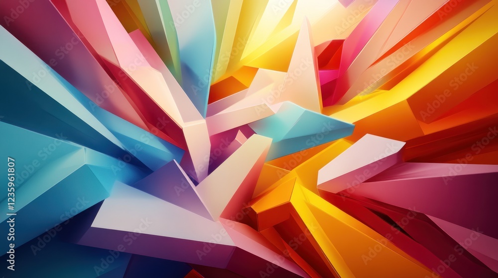 Abstract colorful 3D shapes explode; vibrant background; website design Abstract colorful 3D shapes explode; vibrant background; website design