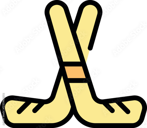 Hockey sticks crossed, symbolizing sportsmanship, competition, and the thrill of the game, ready for face off on ice rink