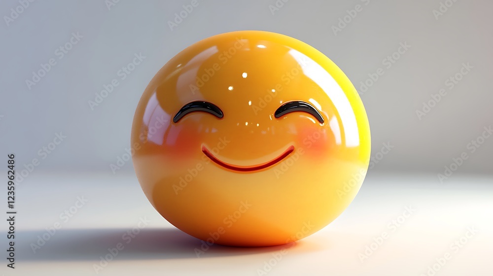 Fototapeta premium 3D Rendered Happy Emoji on Plain Background. Possible Use Digital Art, Design Elements