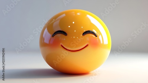 3D Rendered Happy Emoji on Plain Background. Possible Use Digital Art, Design Elements photo