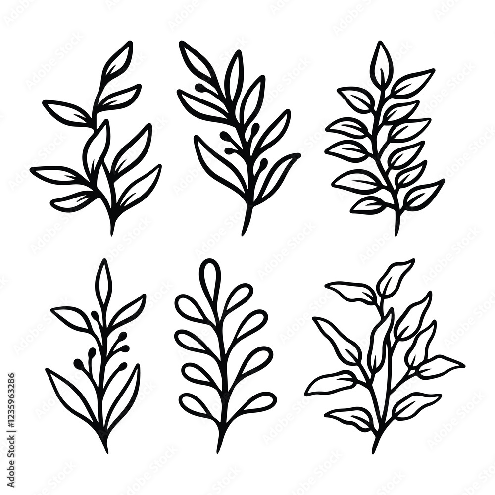 Fototapeta premium Set of leaves illustration vector
