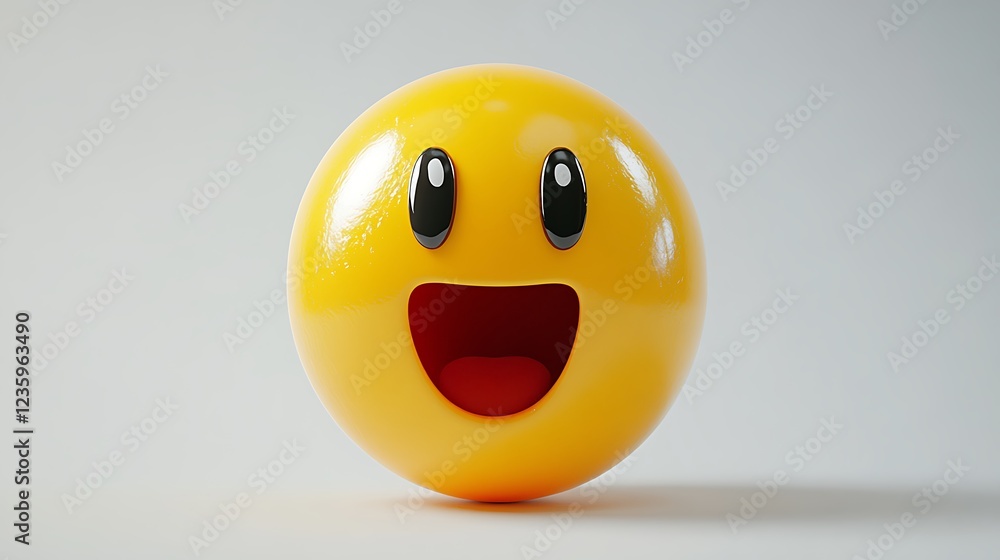Fototapeta premium 3D rendered surprised emoji, bright yellow, expressive