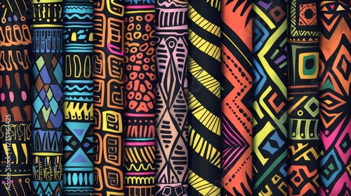 Colorful Tribal Patterns Reflecting Cultural Diversity and Artistic Expression