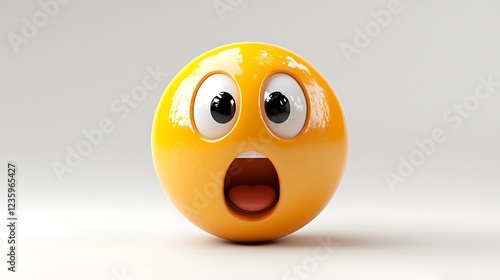 3D surprised emoticon on white background (12) photo