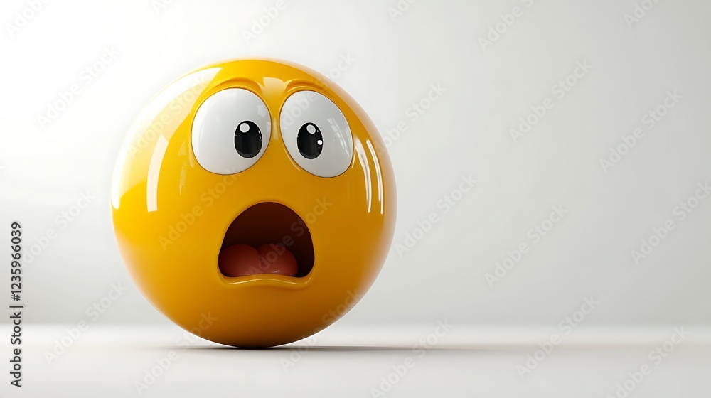3D surprised emoticon on white background (14)