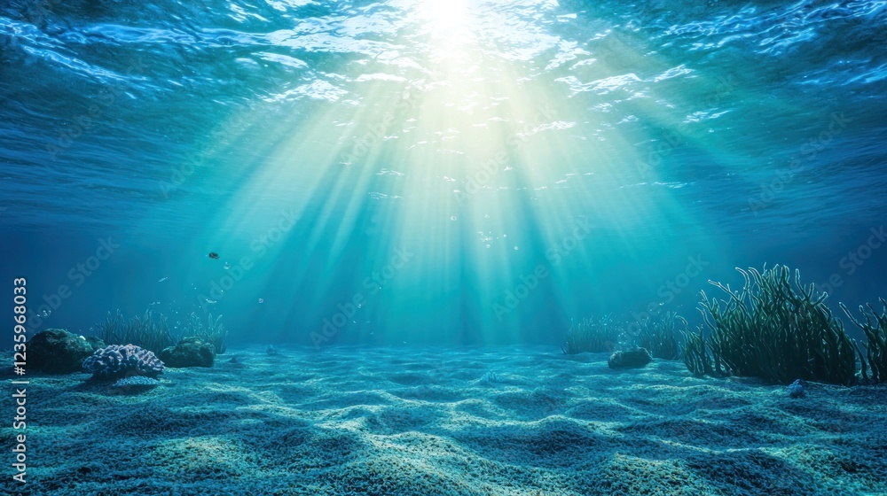 Fototapeta premium Sunlit Underwater Ocean Scene