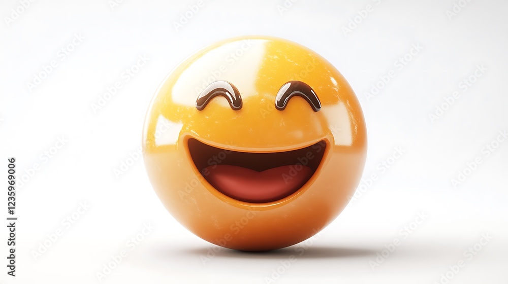 Happy 3D Emoji on White Background Happy 3D Emoji on White Background
