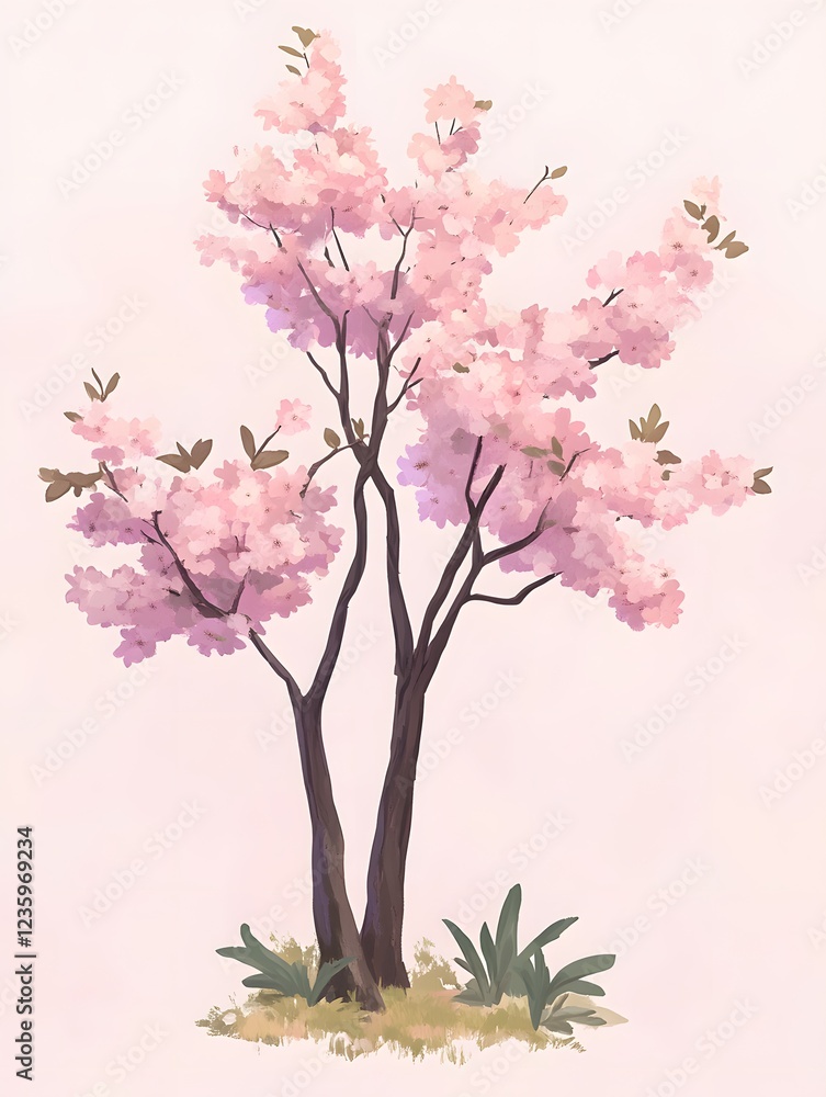 Beautiful cherry blossom tree illustration. Generative AI Beautiful cherry blossom tree illustration. Generative AI