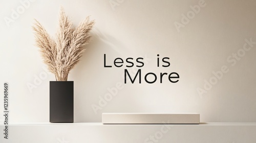 Minimalist Home Decor Less is More with Pampas Grass and Modern Display photo