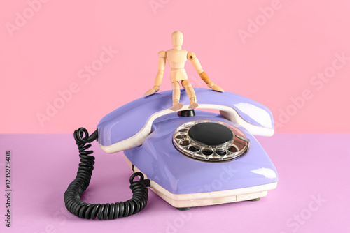 Lilac retro telephone with ...