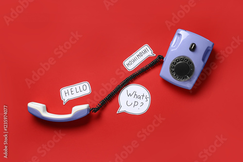 Lilac retro telephone and s...