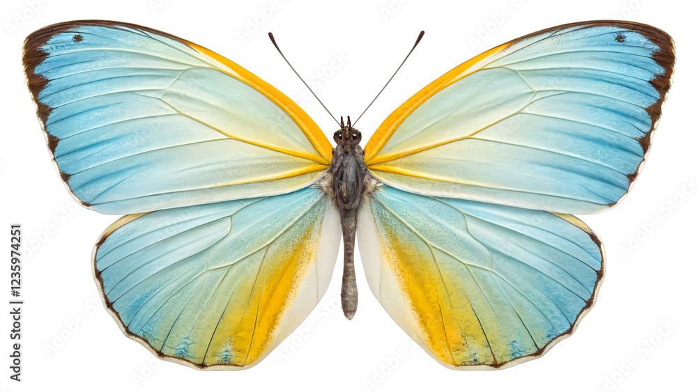 Vibrant Blue and Yellow Butterfly with Detailed Wing Patterns Vibrant Blue and Yellow Butterfly with Detailed Wing Patterns