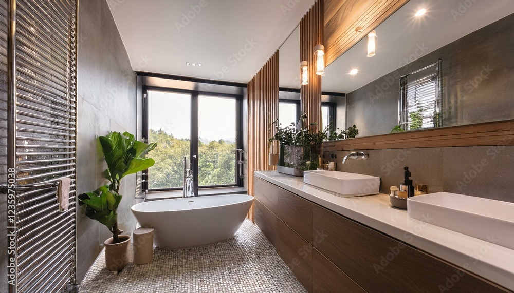Fototapeta premium modern home bathroom interior, AI generated