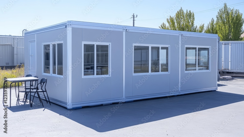 A university campus expansion using modular classrooms for quick installation. A university campus expansion using modular classrooms for quick installation.
