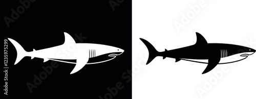 Shark logo. Isolated shark on white background