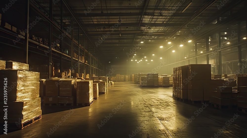 Fototapeta premium A warehouse filled with modular building panels ready for quick deployment.