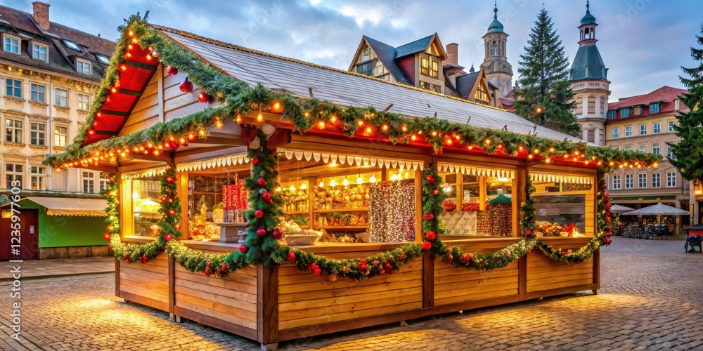 Fototapeta premium Traditional German Christmas Market Stall, traditional market, winter market