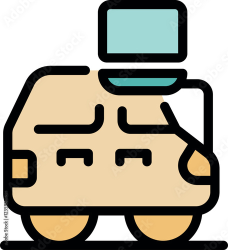 Self driving delivery robot efficiently transporting goods, controlled by a sophisticated laptop system ensuring accurate navigation and timely deliveries