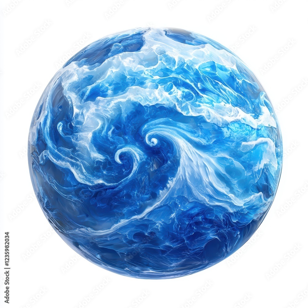 Frozen Neptune with deep blue hues and fast-moving winds, placed on a bright white background Frozen Neptune with deep blue hues and fast-moving winds, placed on a bright white background