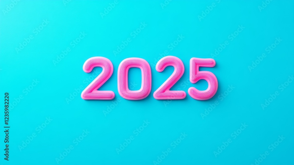 Bright Pink 2025 Numbers on Aqua Background - A vibrant representation of the year 2025 using playful pink numbers against a refreshing aqua backdrop, symbolizing excitement, future, creativity, joy Bright Pink 2025 Numbers on Aqua Background - A vibrant representation of the year 2025 using playful pink numbers against a refreshing aqua backdrop, symbolizing excitement, future, creativity, joy