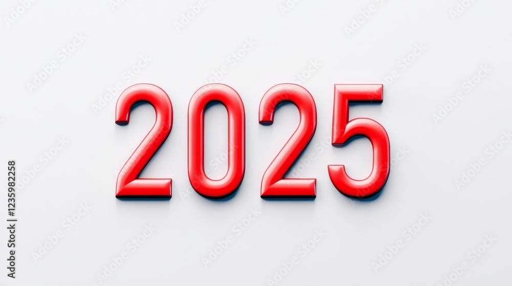 Bright Red Numbers for Future Year - A striking design featuring the numbers 2025 in a glossy red finish, representing optimism and the future with a modern aesthetic. Bright Red Numbers for Future Year - A striking design featuring the numbers 2025 in a glossy red finish, representing optimism and the future with a modern aesthetic.