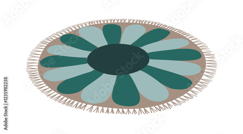 Floor rug of round shape. Trendy circle carpet with modern pattern. Colorful flat vector illustration isolated on transparent background
