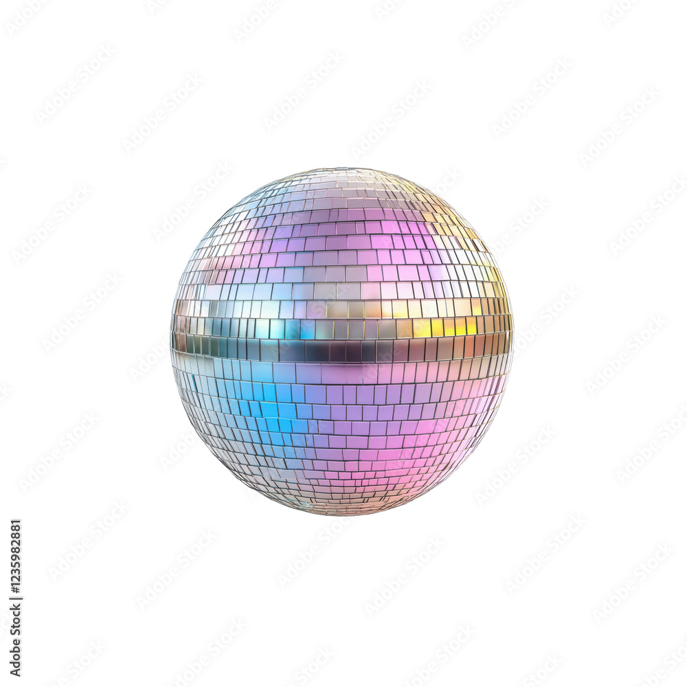 Obraz premium Shimmering Mirror Ball Reflecting Colorful Lights for Parties