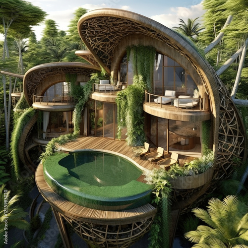 Bamboo Canopy Retreat: Curved Villas in Bali and Tulum Style