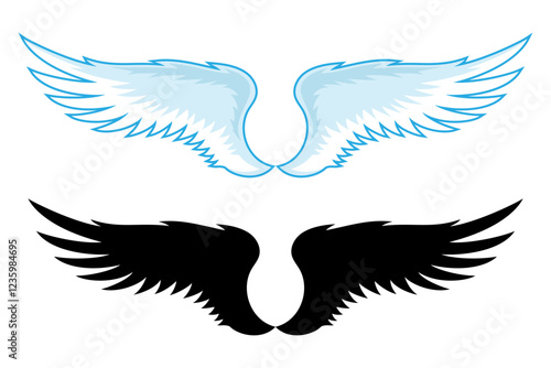 Set of wings icons on white background.