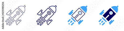 Rocket engines icon in 4 different styles. Thin Line, Line, Bold, and Bold Line. Duotone style. Editable stroke