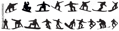 snowboarder silhouette. set of Snowboarding collection. 