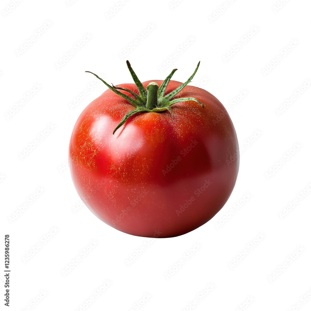 custom made wallpaper toronto digitalFresh and Juicy Red Tomato with Green Leaves Isolated on White Background