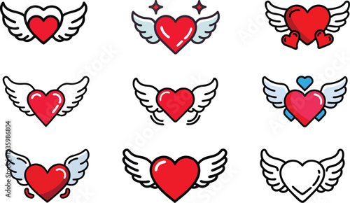 Heart Icon bundle Vector illustraion eps file for Valentines day love. 