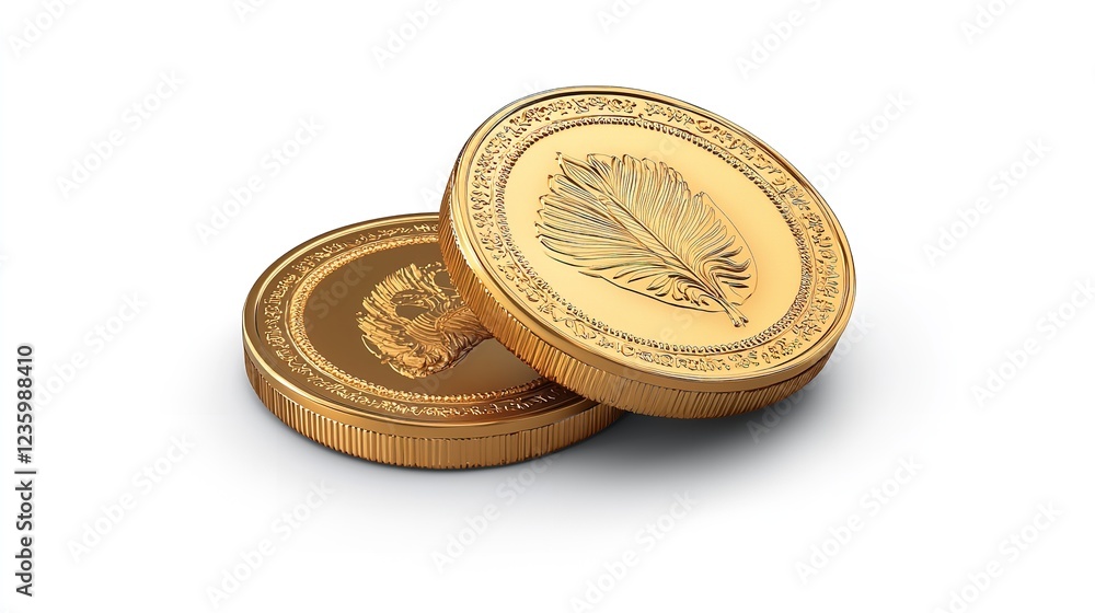 High Angle View of Bitcoin Cryptocurrency Coins Representing Business Concept on White Background High Angle View of Bitcoin Cryptocurrency Coins Representing Business Concept on White Background