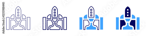 Rocket payloads icon in 4 different styles. Thin Line, Line, Bold, and Bold Line. Duotone style. Editable stroke