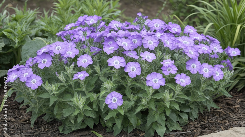 Lush Purple Perennial Flowers Blooming in a Garden Lush Purple Perennial Flowers Blooming in a Garden