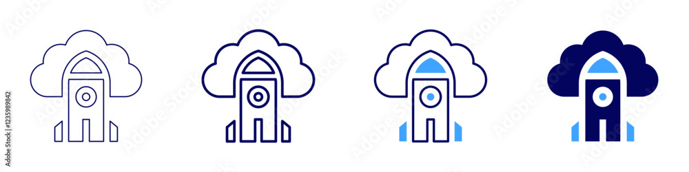 Rocket trajectory icon in 4 different styles. Thin Line, Line, Bold, and Bold Line. Duotone style. Editable stroke Rocket trajectory icon in 4 different styles. Thin Line, Line, Bold, and Bold Line. Duotone style. Editable stroke