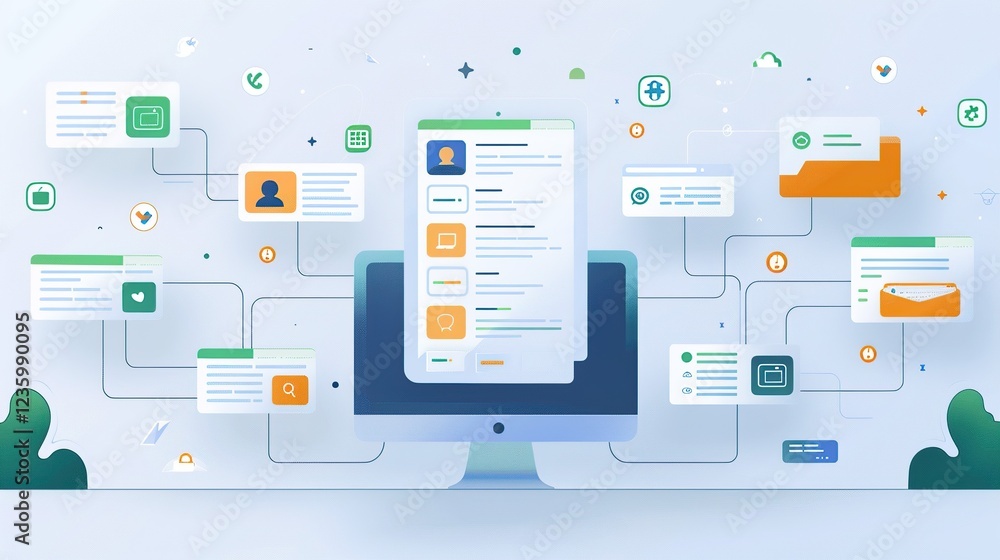 Futuristic Minimalist App Interface with Floating Green and Orange Shapes Futuristic Minimalist App Interface with Floating Green and Orange Shapes
