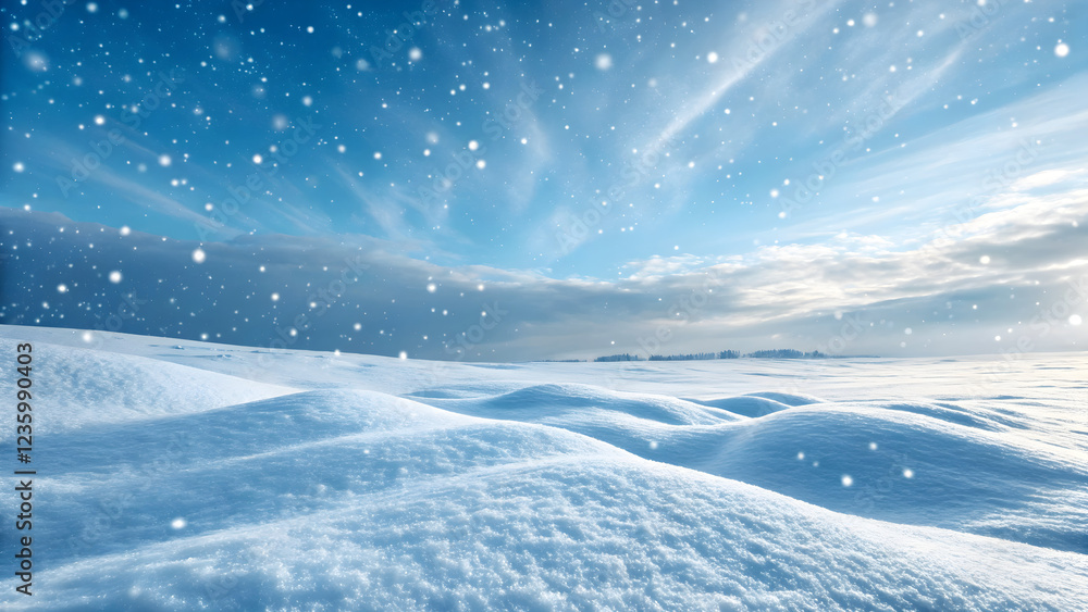 Winter Wonderland with Gentle Snowfall and Serene Blue Sky Winter Wonderland with Gentle Snowfall and Serene Blue Sky