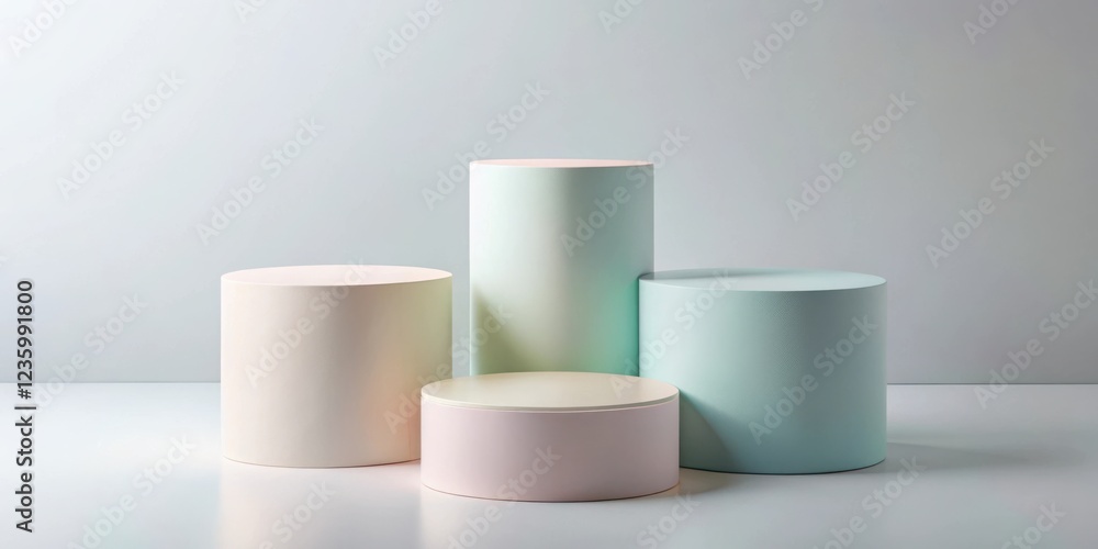 Abstract Minimalist Cylindrical Display for Product Presentation with Soft Pastel Colors Abstract Minimalist Cylindrical Display for Product Presentation with Soft Pastel Colors