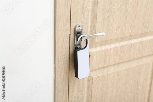 Light wooden door in hotel ...