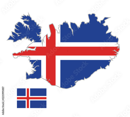 flag and map of icelan