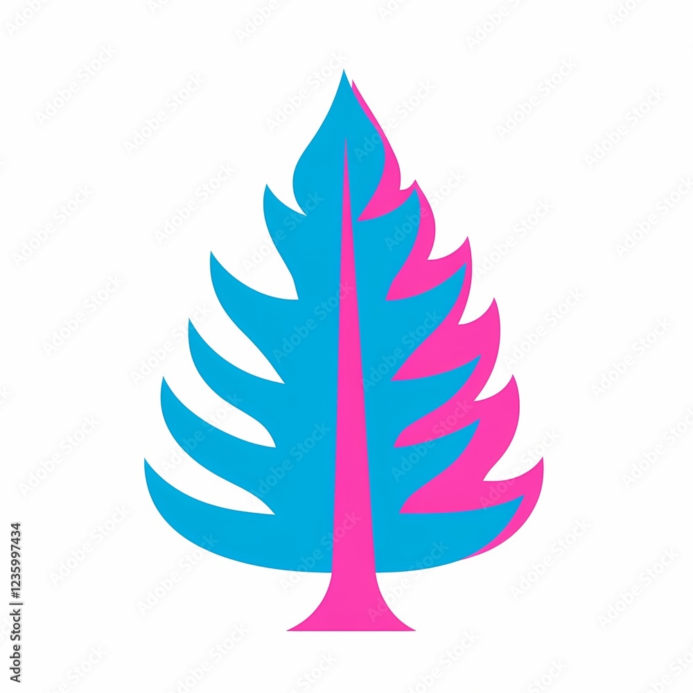 Abstract pink and blue tree icon in modern design. Abstract pink and blue tree icon in modern design.