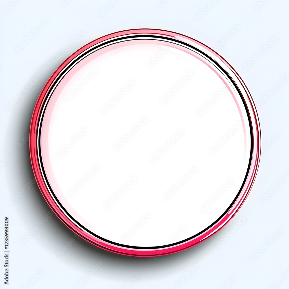 Empty Round Plate with Glossy White Surface and Red Rim Design Empty Round Plate with Glossy White Surface and Red Rim Design
