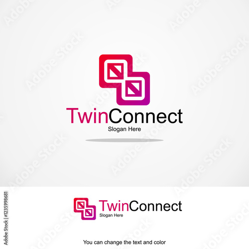 Twin Connect Logo Template Design Vector